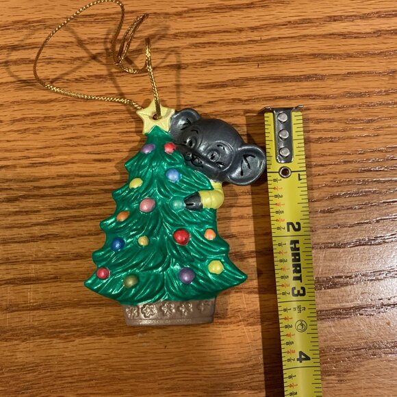 VINTAGE HANDMADE CERAMIC CHRISTMAS ORNAMENT, MOUSE IN A CHRISTMAS TREE - Picture 3 of 4